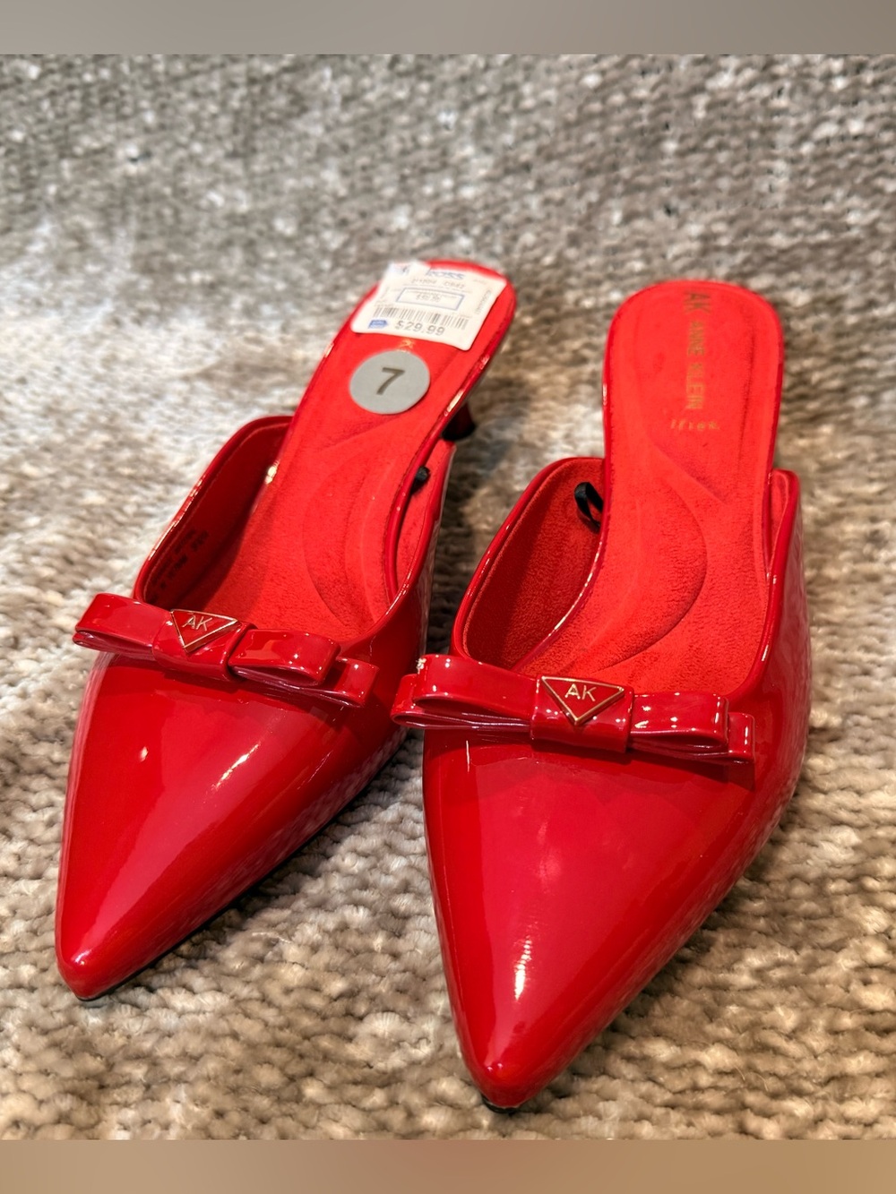 Red Kitten Heel Mule
